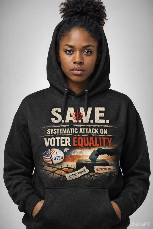 S.A.V.E. :SYSTEMATIC ATTACK ON VOTER EQUALITY HOODIE